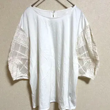 미쉘클랑 소매 레이스 블라우스 화이트 38 M 고급스러운 페미닌