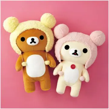 산엑스 캐릭터 코리락쿠마 파스텔 복슬복슬 모자 봉제 인형 XL