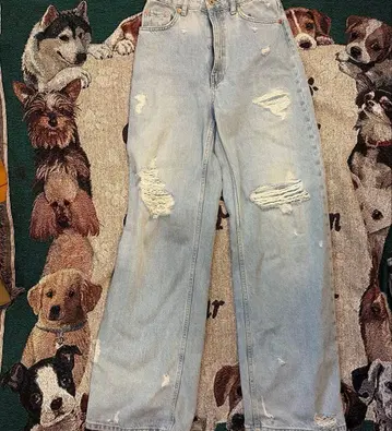 JEANS TRF BAGGY RIPPED 미드 라이트 블루