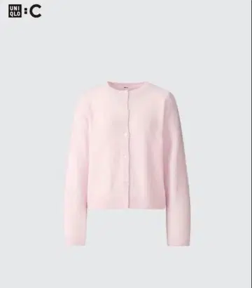 UNIQLO:C 캐시미어 크루넥 숏 가디건 핑크 S 사이즈