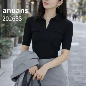 [ 미사용 ] 아뉴앙스 2026SS 아세테이트 스키퍼 리브 니트 완판템