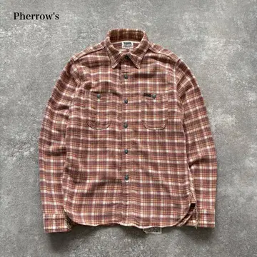 [ Pherrow's ] 페로우즈 플란넬 셔츠 긴팔 워크 셔츠 턱끈