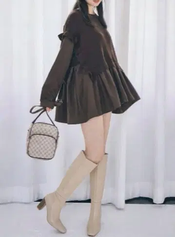 GRL 스퀘어토 롱 부츠 베이지