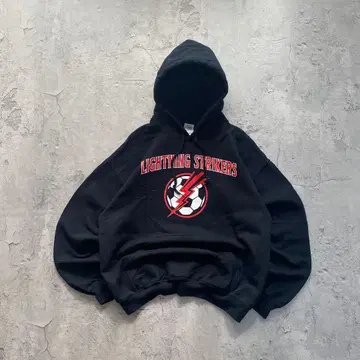 길단 USA 구제 의류 축구공 프린트 후드티 맨투맨 블랙