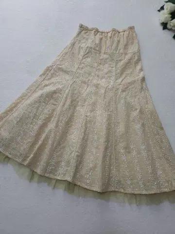 고급 플레어 스커트 인도산 코튼 100% 실크 혼방