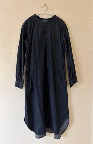 인디고 셔츠 원피스 긴팔 면100%