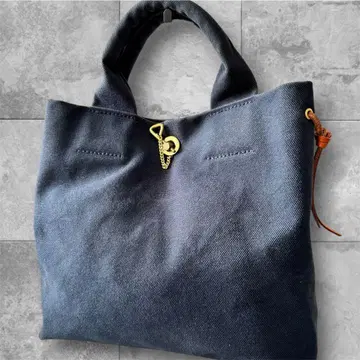 시라호 가마쿠라 가마쿠라 캔버스 토트백 네이비 두꺼운 원단 일본제 클로징