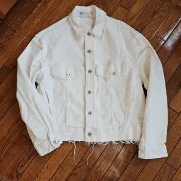 ZARA 화이트 데님 자켓 M 데미지 가공