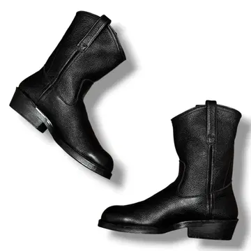 monkey time 가죽 부츠 주름 가공 오일 처리 블랙 28cm