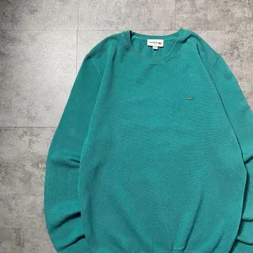 라코스테 원 포인트 터콰이즈 블루 와플 원단 맨투맨 트레이닝복