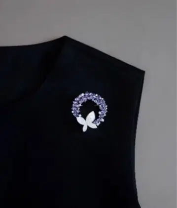 이탈리아 구매 새상품 서클 버터플라이 보라색 크리스탈 비쥬 브로치