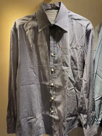 BRUNELLO CUCINELLI 체크 무늬 드레스 셔츠