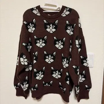 Ciaopanic 고양이 얼굴 패턴 긴팔 니트