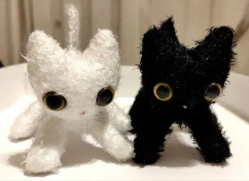 고양이 화이트 블랙 페어 봉제 인형 마리 메종 드 미뉴 빈티지