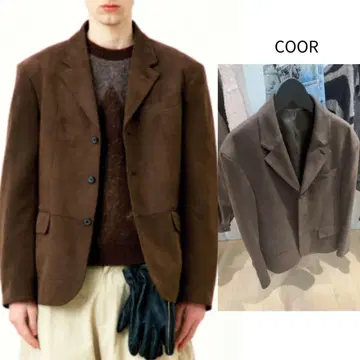 coor 페이크 스웨이드 쓰리 버튼 블레이저 자켓