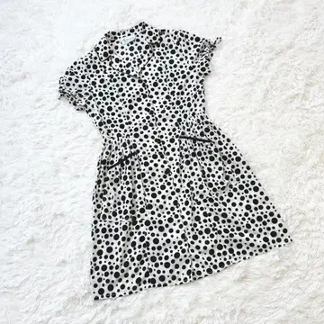 나탈리 가르송 도트 무늬 원피스 파자마풍 오픈 카라 LL