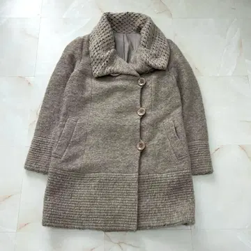 모헤어 혼방 롱 코트 그레이 M 이탈리아 원단 샤기