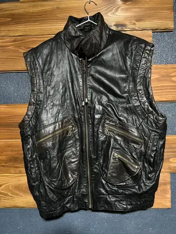 Enrico Gorlani 블랙 가죽 베스트