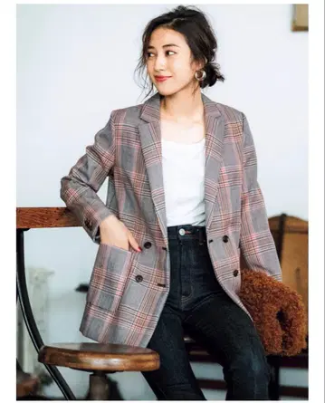 Demi-Luxe BEAMS 체크 테일러드 자켓 38