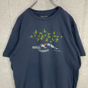 에디바우어 애니멀 마운틴 프린트 네이비 T셔츠 L