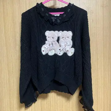 LIZLISA Twin Bears 니트탑 블랙