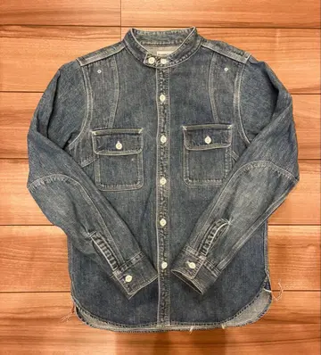 페로우즈 pherrow's 데님 셔츠 스탠드 카라 턱스트랩 사이즈 S