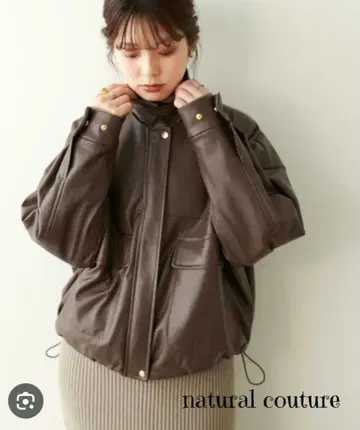 natural couture 카라 탈부착 2WAY 인조 가죽 블루종 F