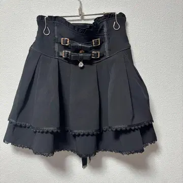 리즈리사 2단 리본 벨트 치마바지 블랙