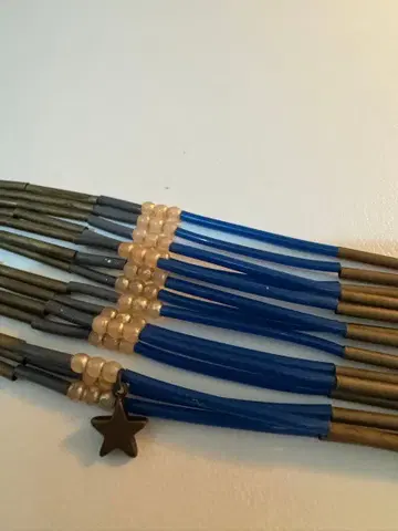 파랑 비즈 팔찌 별 모양 참 포함