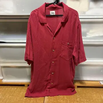 ZARA 핑크 반팔 셔츠 볼링 셔츠