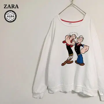 ZARA 자라 맨투맨 뽀빠이 콜라보 풀오버 무비 화이트 L
