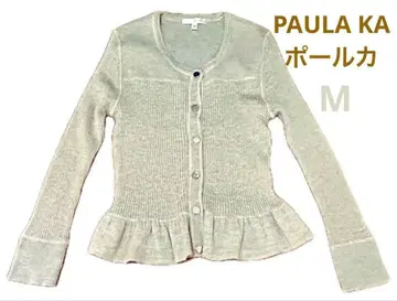 [ PAULE KA ] 폴카 프릴 밑단 니트 버튼 가디건 M