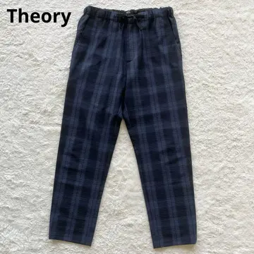 미사용급 띠어리 시어서커 체크 이지 팬츠 네이비 XS