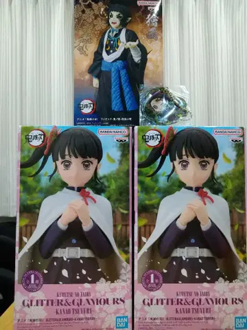 귀멸의 칼날 4점 세트 피규어 카이가쿠 카나오 키링 탄지로