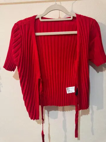 CIDER 레드 반팔 니트 XS