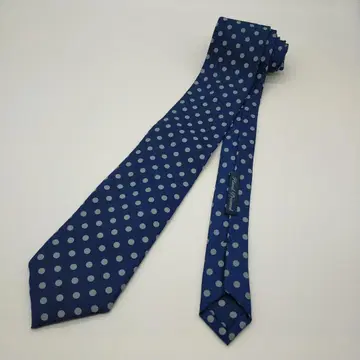 새상품급 스테파노 비기 넥타이 네이비 도트 핸드프린트 이탈리아제