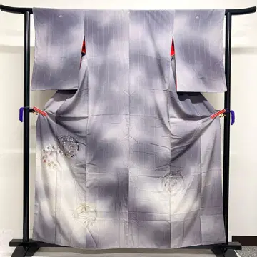 앤티크 이로도메소데 자수 삼문 꽃 무늬 기모노 050k