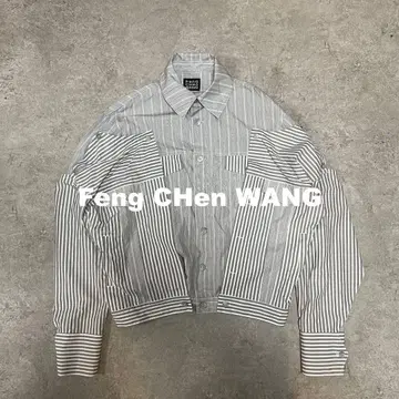 Feng CHen WANG 스트라이프 패턴 레이어드 셔츠 Gray M