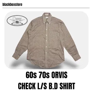 60s 70s ORVIS 버튼 다운 체크 셔츠 USA 빈티지