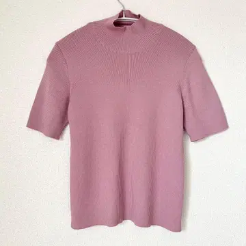 CORDIER 코르디아 반팔 니트 니트 리브 핑크 상의 L