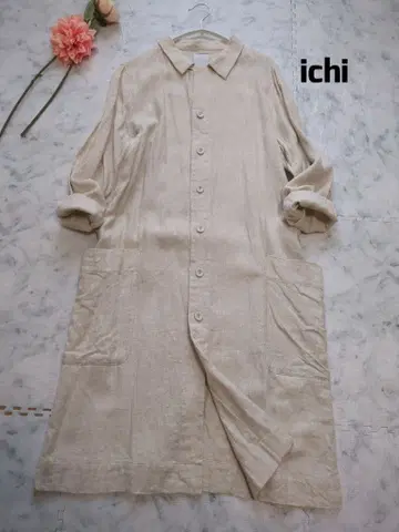 ichi 이치 린넨 코튼 백 벨트 코트