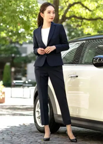 ELENA 워셔블 베이직 수트 셋업 테일러드 자켓 네이비 7AP