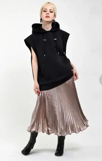 Narcissus ] 샤이니 플리츠 스커트 롱 스커트