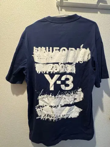 Y-3 와이쓰리 백 로고 반팔 티셔츠 네이비 2XS