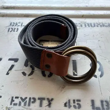 grown & sewn 블루 그레이 캔버스&가죽 더블 버클 벨트