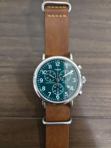 TIMEX 크로노그래프 가죽 손목시계