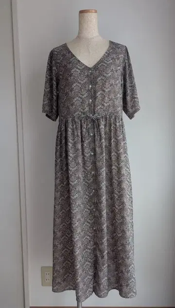 ikka 올 패턴 원피스 프론트 오픈 2WAY 클래식 다마스크 무늬