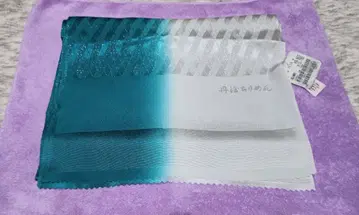 오비 장식 천 탄고 크레이프 원단 라메 청록색