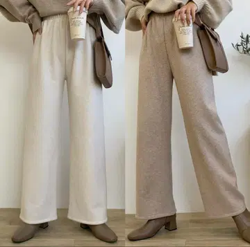 BLATE 따뜻한 속기모 리브 믹스 뉴앙스 와이드 팬츠