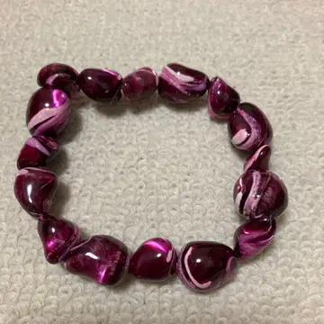 쉘 비즈 팔찌 착색 있음 핑크색 정품 중간 크기